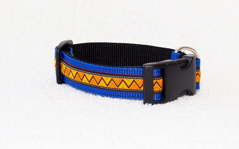 halsband hond blauw - halsbanden hond handgemaakt - blauwe halsband – hondenhalsband