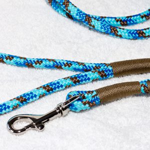 handgemaakte hondenriem blauw - hondenlijn - hondenlijnen - riem hond - blauwe hondenriem touw