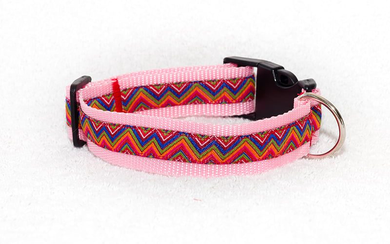 roze halsband handgemaakt - halsbanden hond handgemaakt – halsband hond - hondenhalsband