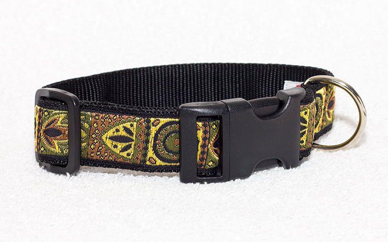 groene halsband gekleurd - halsbanden hond handgemaakt - nylon halsband - hondenhalsband