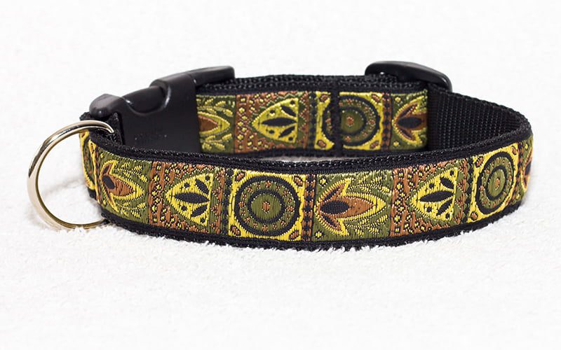 groene halsband gekleurd - halsbanden hond handgemaakt - nylon halsband - hondenhalsband