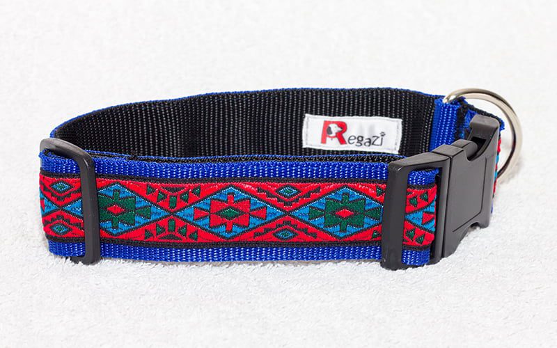 Regazi halsband blauw-rood gekleurd 4 cm - Afbeelding 2
