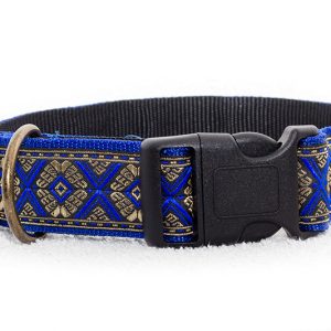 blauwe hondenhalsband stoer - halsbanden hond handgemaakt – halsband hond – hondenhalsbanden