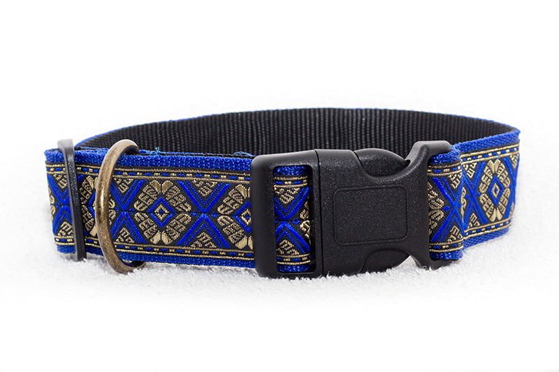 blauwe hondenhalsband stoer - halsbanden hond handgemaakt – halsband hond – hondenhalsbanden