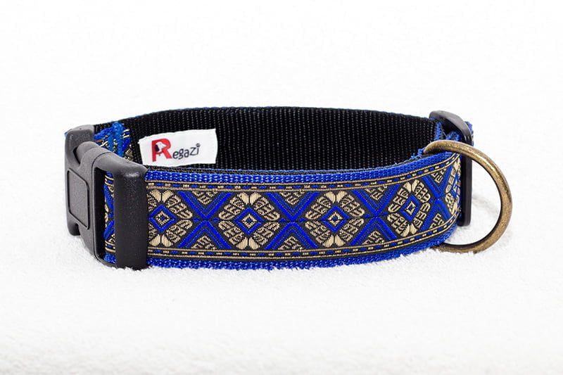 blauwe hondenhalsband stoer - halsbanden hond handgemaakt – halsband hond – hondenhalsbanden