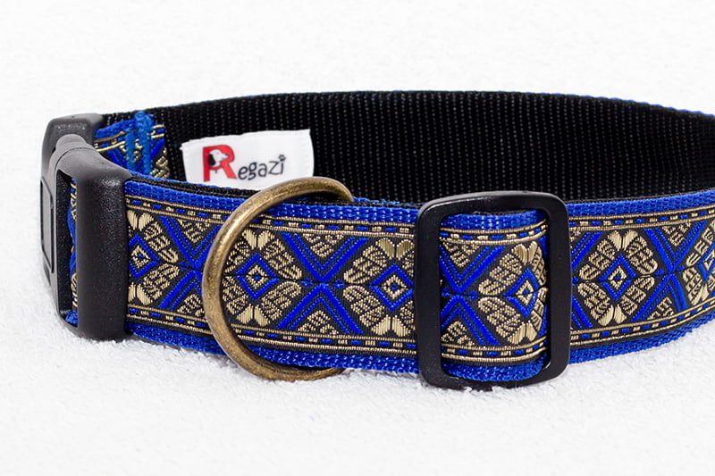 blauwe hondenhalsband stoer - halsbanden hond handgemaakt – halsband hond – hondenhalsbanden