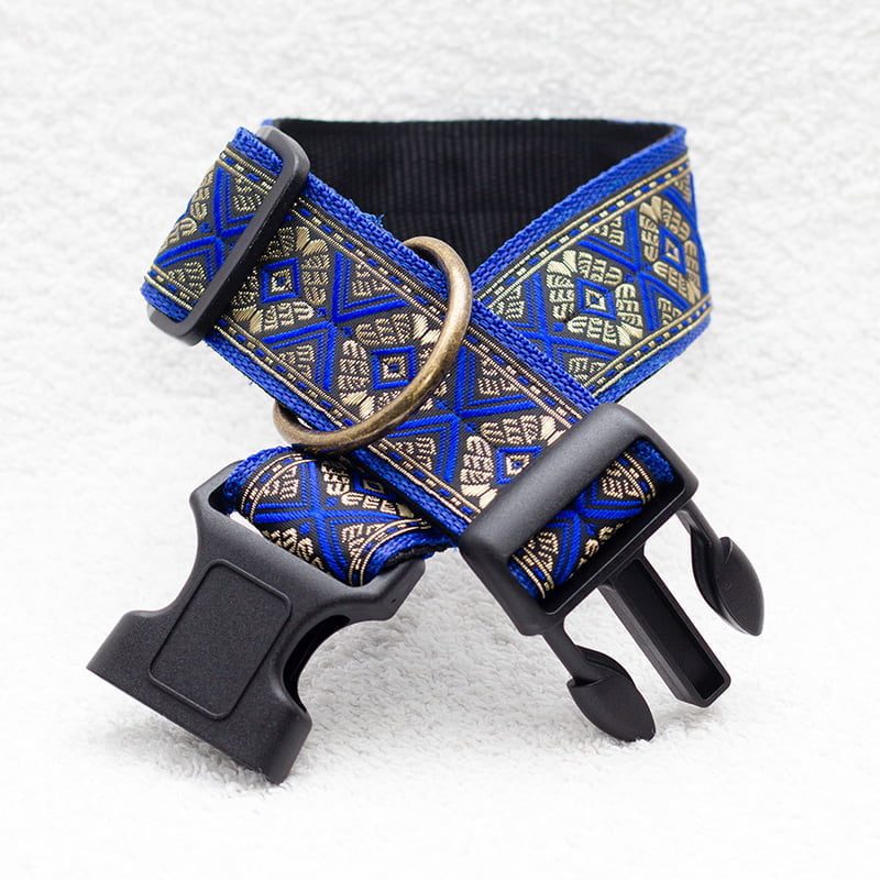 blauwe hondenhalsband stoer - halsbanden hond handgemaakt – halsband hond – hondenhalsbanden