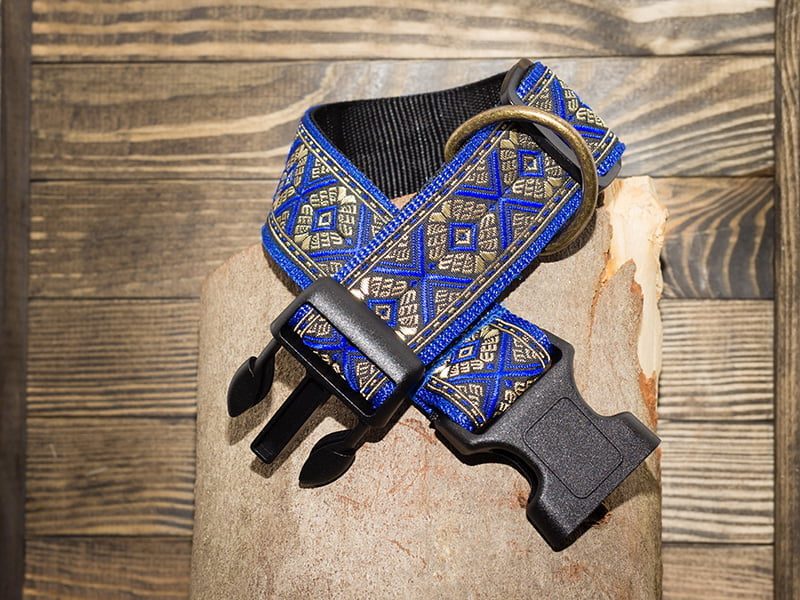 blauwe hondenhalsband stoer - halsbanden hond handgemaakt – halsband hond – hondenhalsbanden