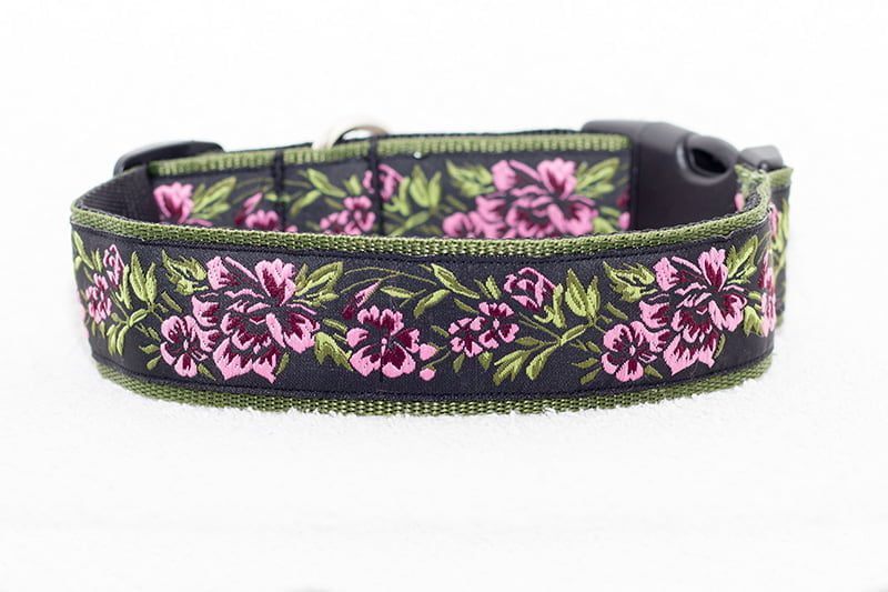 hondenhalsband met bloemen - halsbanden hond handgemaakt – halsband hond – hondenhalsbanden
