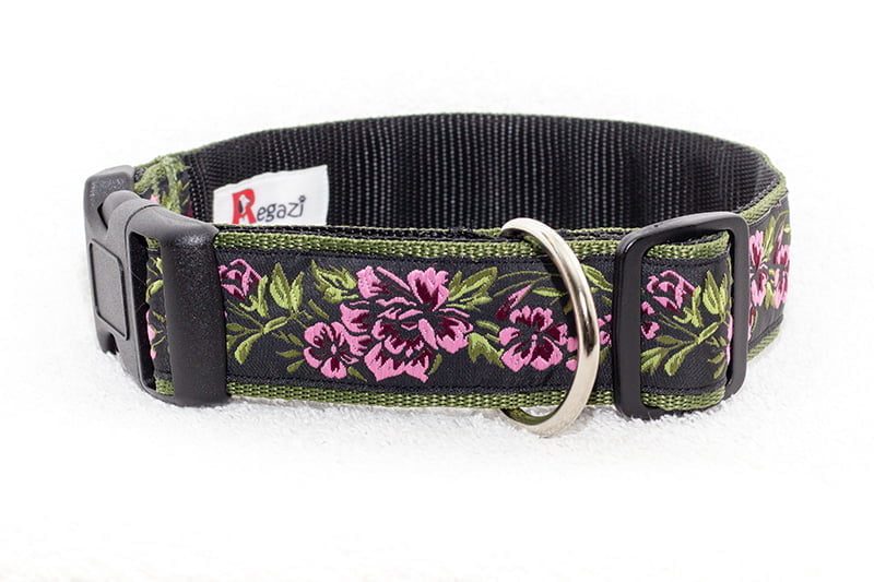 hondenhalsband met bloemen - halsbanden hond handgemaakt – halsband hond – hondenhalsbanden