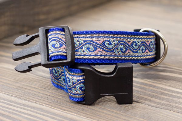 handgemaakte halsband blauw - halsbanden hond – hondenhalsband – halsband hond