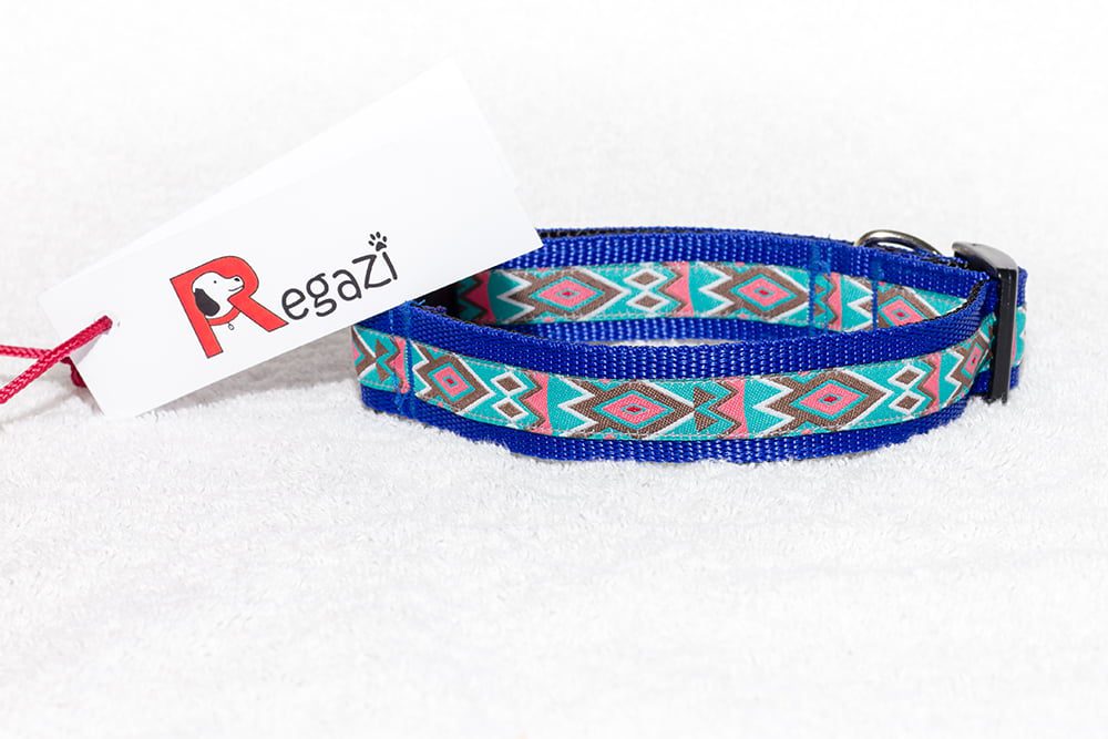Regazi halsband blauw turquoise roze beige 2,5 cm - Afbeelding 2