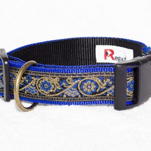 blauwe hondenhalsband - vrolijke halsbanden handgemaakt – halsband hond – honden halsband