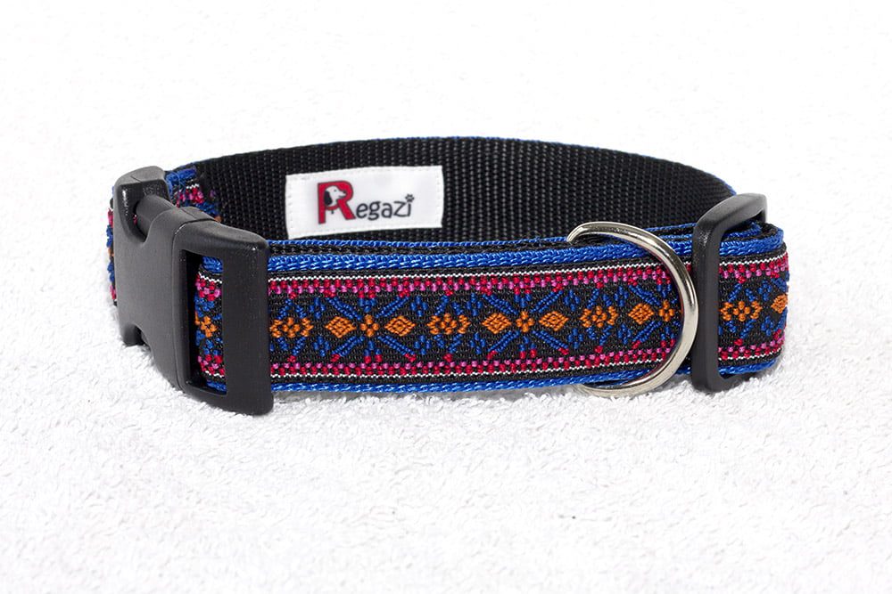 Regazi halsband blauw zwart oranje roze 3 cm - Afbeelding 2