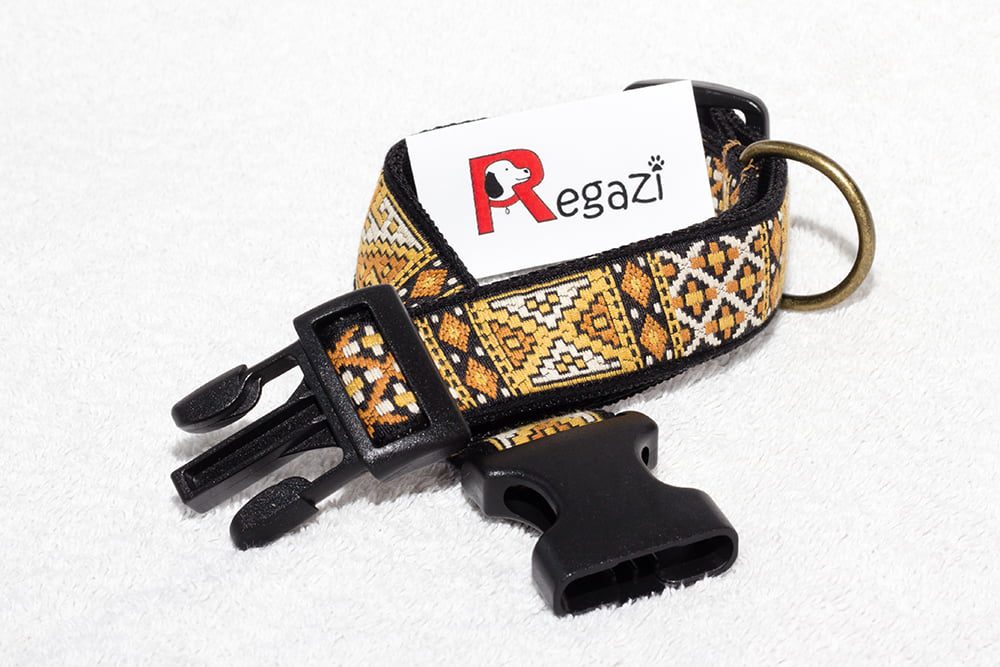 beige hondenhalsband nylon - vrolijke halsbanden handgemaakt – halsband hond – honden halsband
