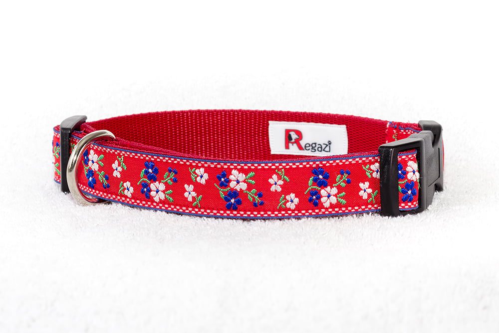 Regazi halsband rood met rode sierband 2,5 cm - Afbeelding 2