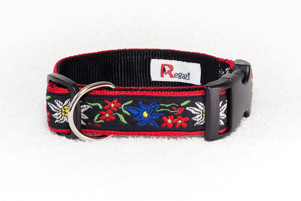 rode hondenhalsband bloemen - halsbanden handgemaakt – halsband hond - hondenhalsband