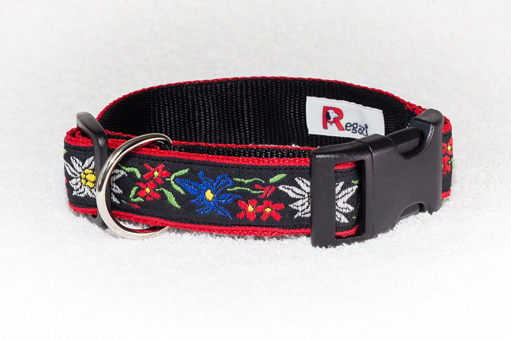 rode hondenhalsband bloemen - halsbanden handgemaakt – halsband hond - hondenhalsband