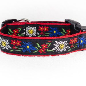 rode hondenhalsband bloemen - halsbanden handgemaakt – halsband hond - hondenhalsband