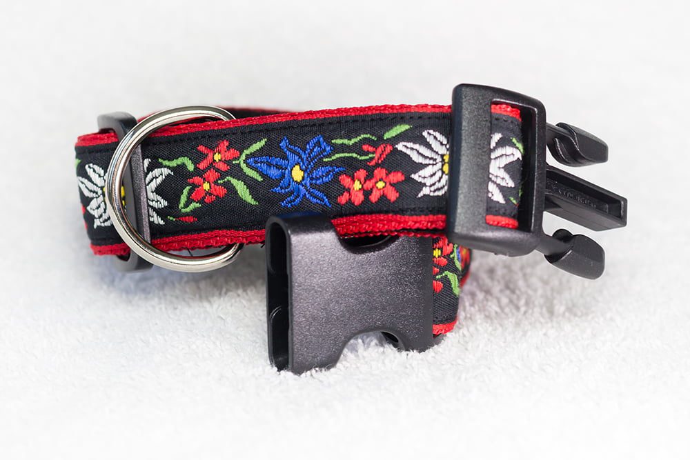 rode hondenhalsband bloemen - halsbanden handgemaakt – halsband hond - hondenhalsband