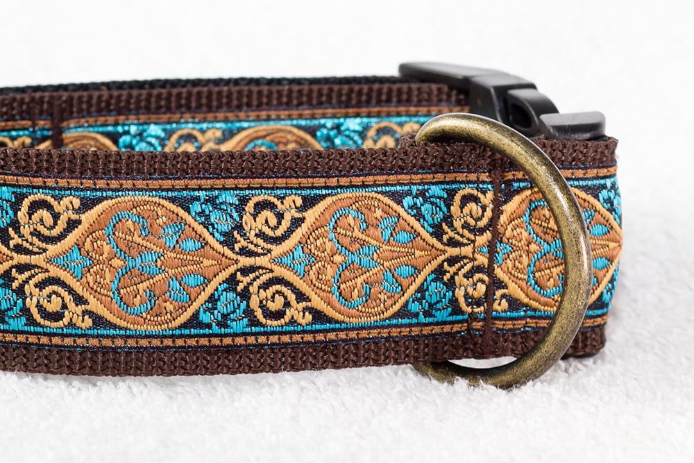Regazi halsband bruin-camel-turquoise 4 cm - Afbeelding 2