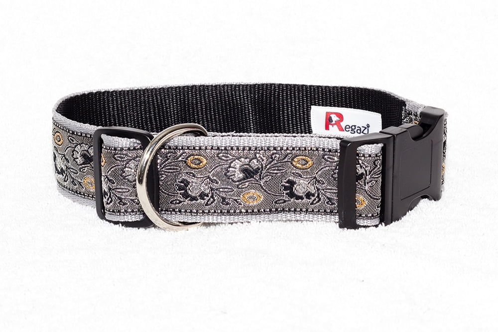 Regazi halsband lichtgrijs zilver-goud 4 cm - Afbeelding 2