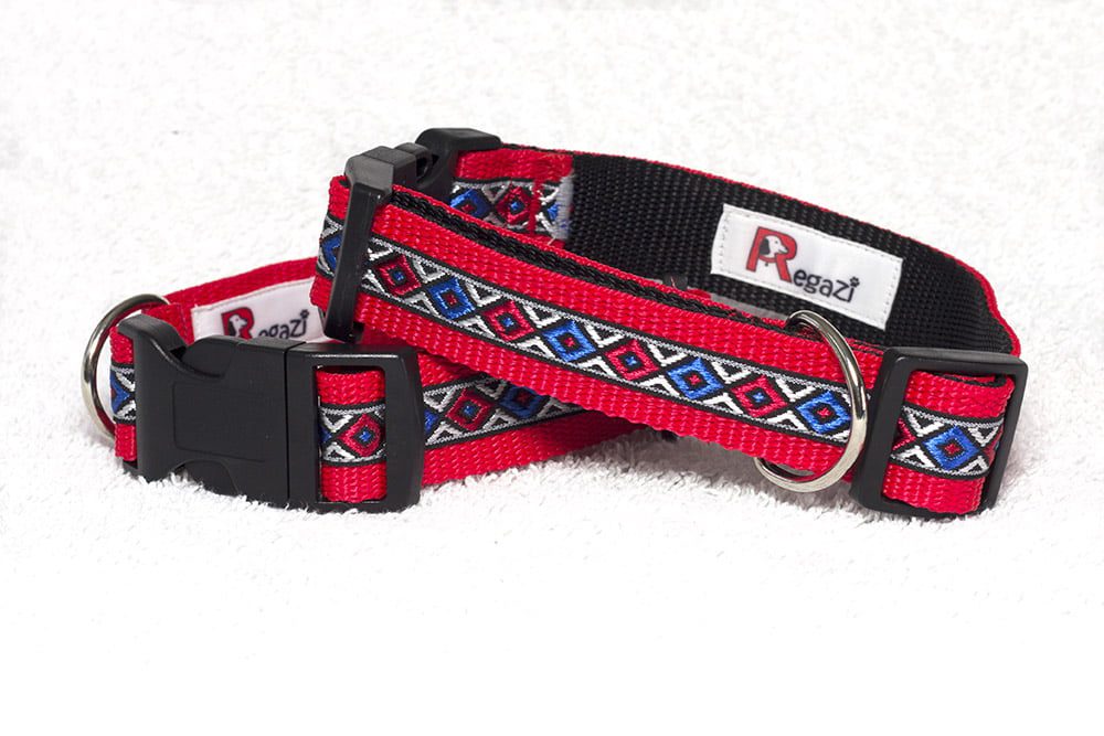 Regazi halsband rood blauw grijs zwart 2,5 cm - Afbeelding 3