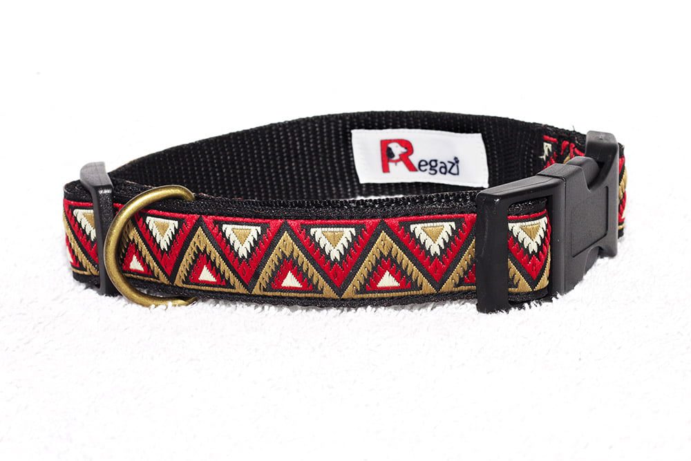 Regazi halsband zwart camel rood wit 2,5 cm - Afbeelding 2