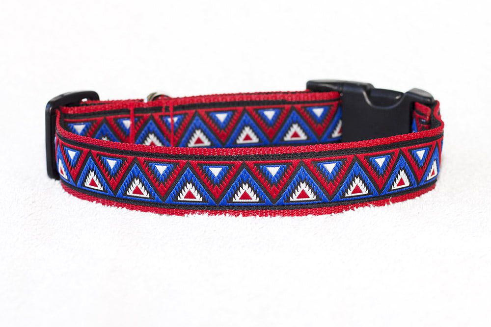 Regazi halsband rood blauw zwart wit 3 cm - Afbeelding 4