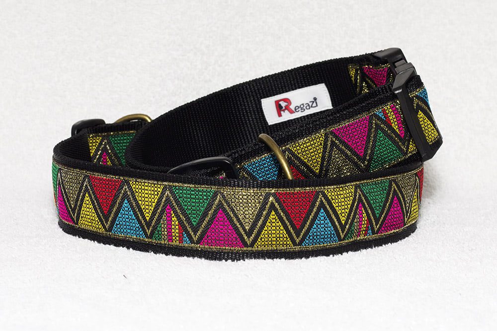 Regazi halsband goud-geel-rood-blauw 4 cm - Afbeelding 4