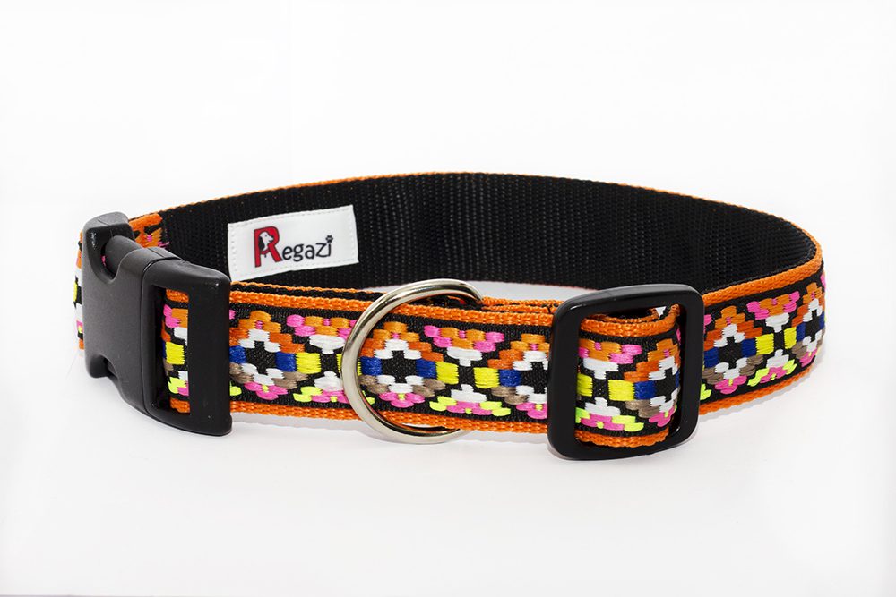 halsband oranje - honden halsbanden - halsband hond – hondenhalsband – halsband handgemaakt