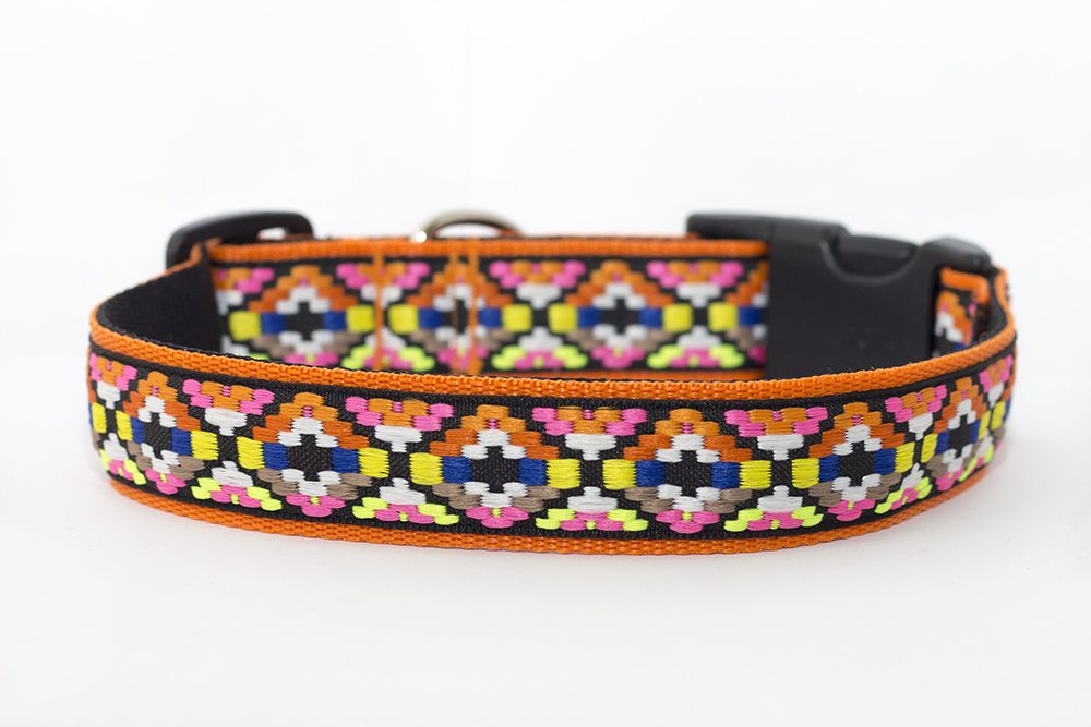 halsband oranje - honden halsbanden - halsband hond – hondenhalsband – halsband handgemaakt