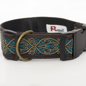 halsband bruin turquoise - honden halsbanden - halsband hond – hondenhalsband – halsband handgemaakt